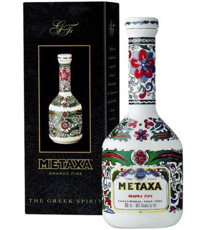 Metaxa Grand Fine 0,7 Liter in handbemalter Porzellanflasche