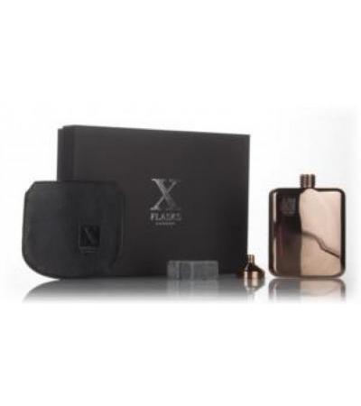 X Flasks - Rose Gold Flask with Black Leather Pouch