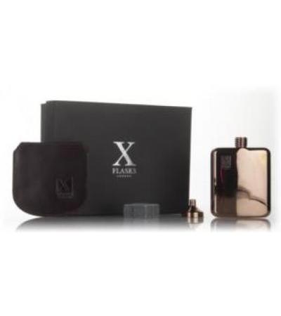 X Flasks - Rose Gold Flask with Brown Leather Pouch