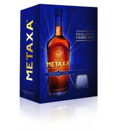 Metaxa 12 Sterne mit Geschenkpackung plus 2 Tumbler