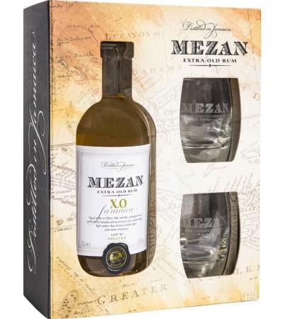 Geschenkpackung Mezan Jamaica X.O. + Gläser 1x0,7l Rum aus Jamaika 40% vol + 2 Gläser in GP