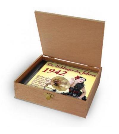 CD 1942 Schlager in Holzkiste mit Banderole und Siegel
