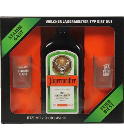 Jägermeister 0,7L. Подарочный набор с 2 стаканами