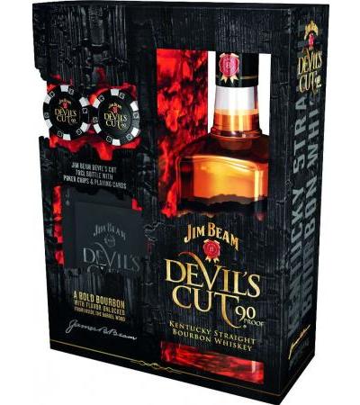 Jim Beam Devils Cut 0,7 l in Geschenkpackung mit Pokerset