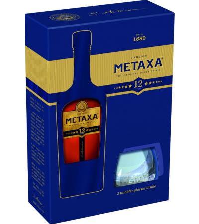 Metaxa 12 Sterne in Geschenkpackung mit 2 Gläsern