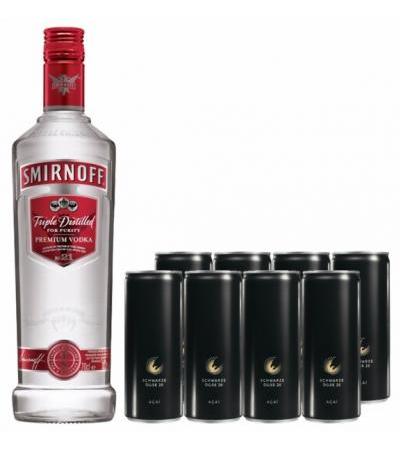 Smirnoff Vodka 1 l & Schwarze Dose (8 Stk.)