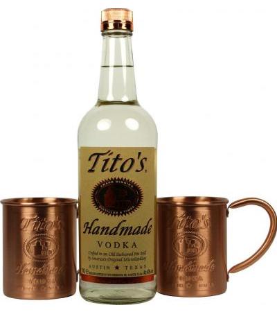Titos Vodka 0,7l Zinnbecher Set