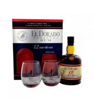 Gift Rum El Dorado 12 Y +2 Glasses