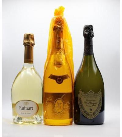 Champagner, Premium trio-Pack; 1 Ruinart, 1 Cristal, 1 Dom Perignon