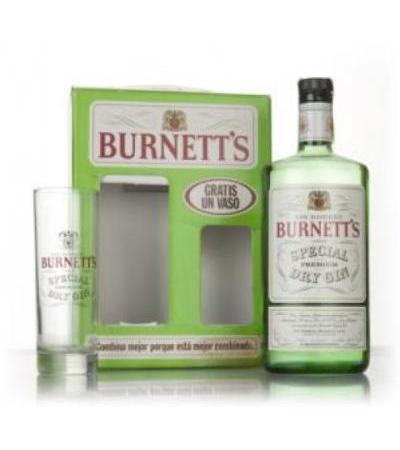 Burnett's White Satin London Dry Gin Gift Pack with Glass - 1970s