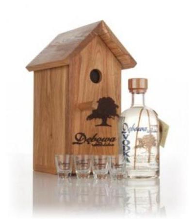 Debowa Polish Oak Vodka with Bird Hut & 4x Glasses