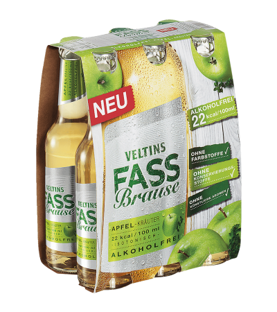 Veltins Fassbrause Apfel-Kräuter alkoholfrei 6x0,33l