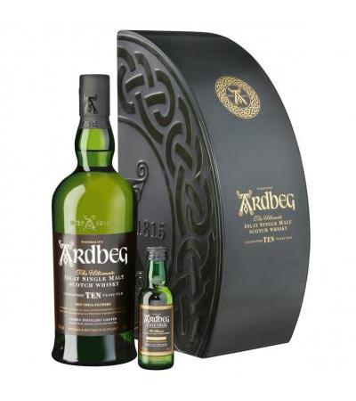 Ardbeg Geschenkpackung 10 Jahre Islay Single Malt Scotch Whisky 0,7l + Uigeadail 0,05l 1St