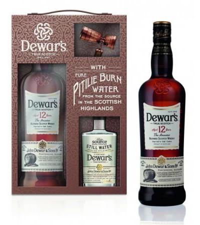 Dewar's 12 Jahre Blended Scotch Whisky Geschenkverpackung mit Wasserflasche 