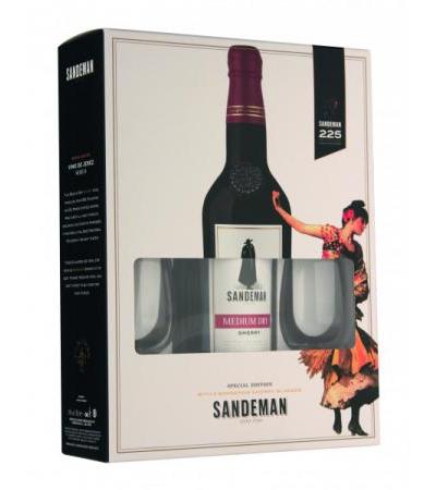 Sandeman Sherry Medium Dry in Geschenkpackung mit zwei Gläsern